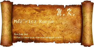 Móricz Karsa névjegykártya